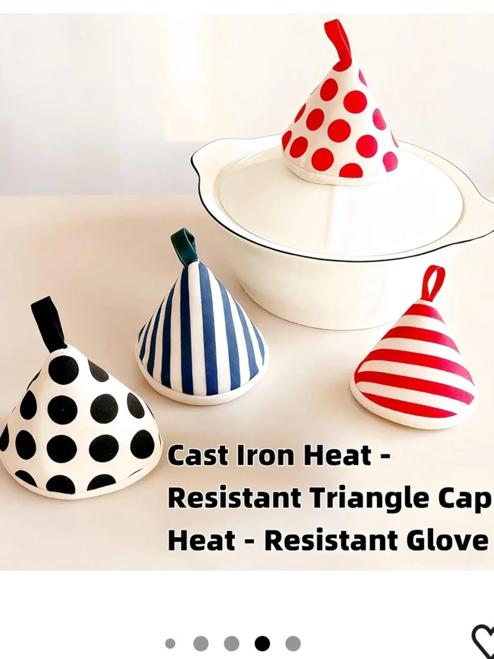 Set of 4 Triangular Pot Handle Heat Protection Covers, Reusable for Cast pan.